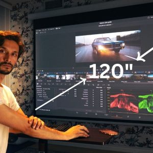 I UPGRADED my desk set up with a  MASSIVE 120 inch Screen!